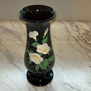 Black Amethyst hand painted vase
